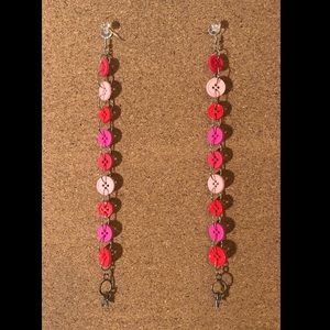 Pink and red button earrings